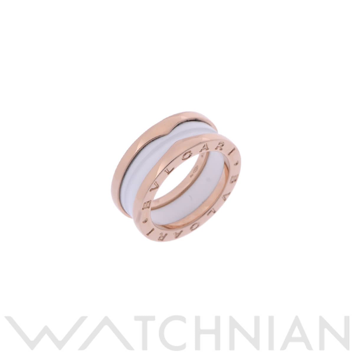 ブルガリ B-ZERO1 リング #50 ゴールド K18ピンクゴールド PG/ホワイトセラミック レディース ジュエリー 【中古】【jewelry】