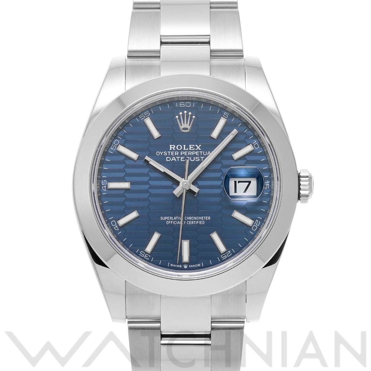 ロレックス デイトジャスト 41 126300 ブライトブルー フルーテッドモチーフ メンズ 時計 【中古】【wristwatch】