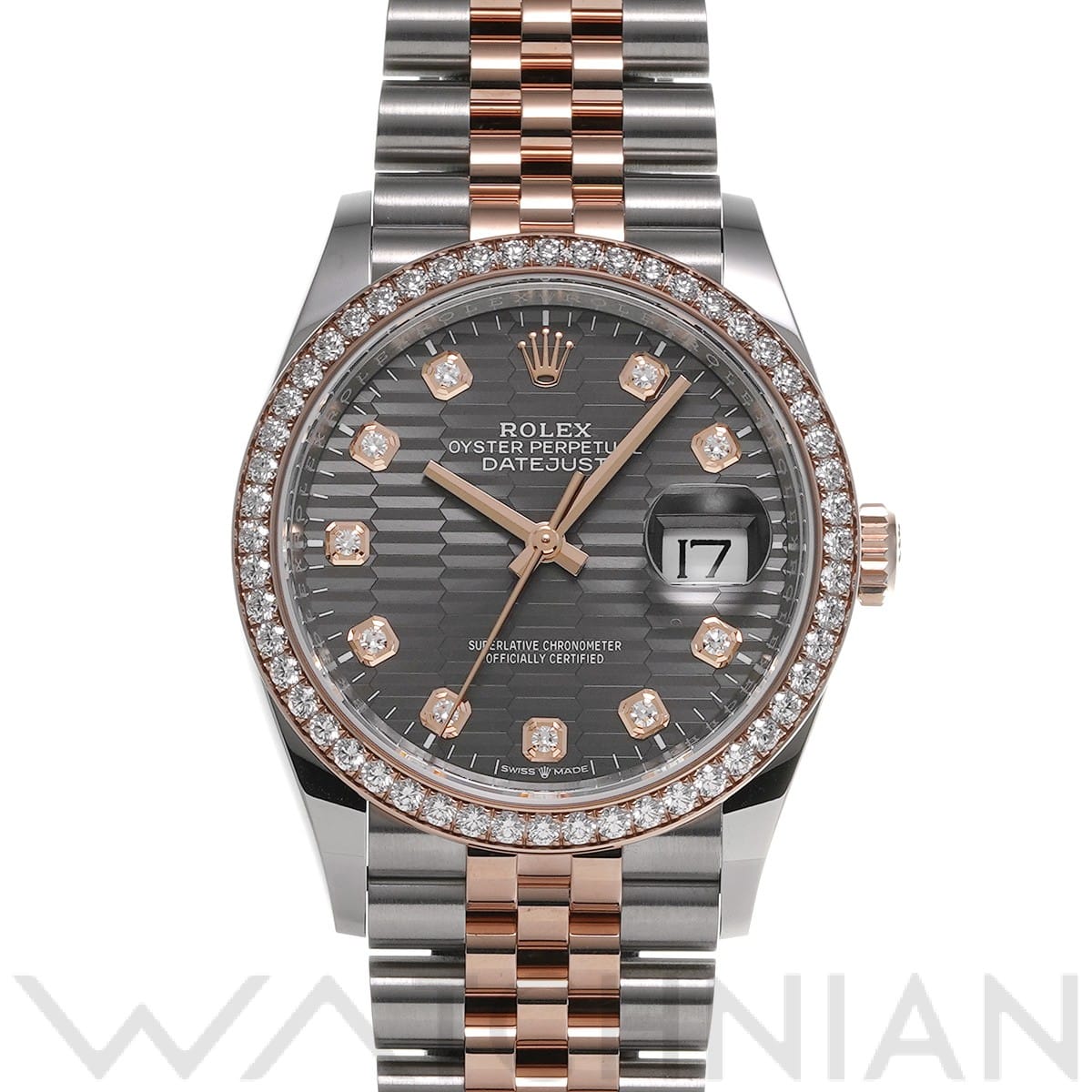 ロレックス デイトジャスト 36 126281RBR スレート フルーテッドモチーフ/ダイヤモンド メンズ 時計 【中古】【wristwatch】