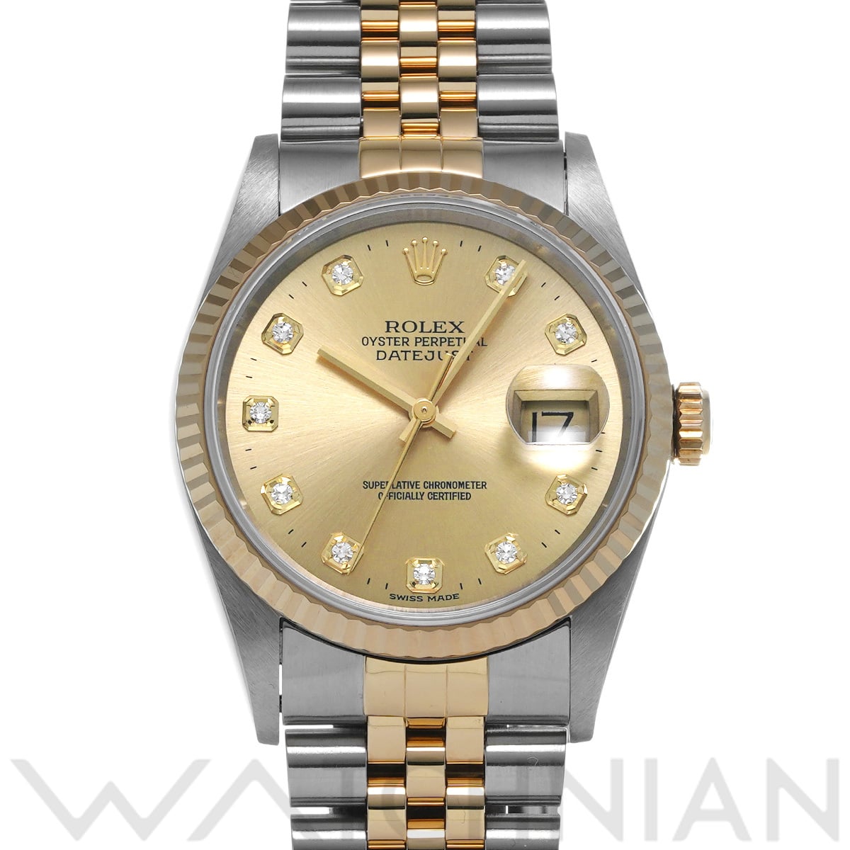ロレックス デイトジャスト 16233G シャンパン/ダイヤモンド メンズ 時計 【中古】【wristwatch】
