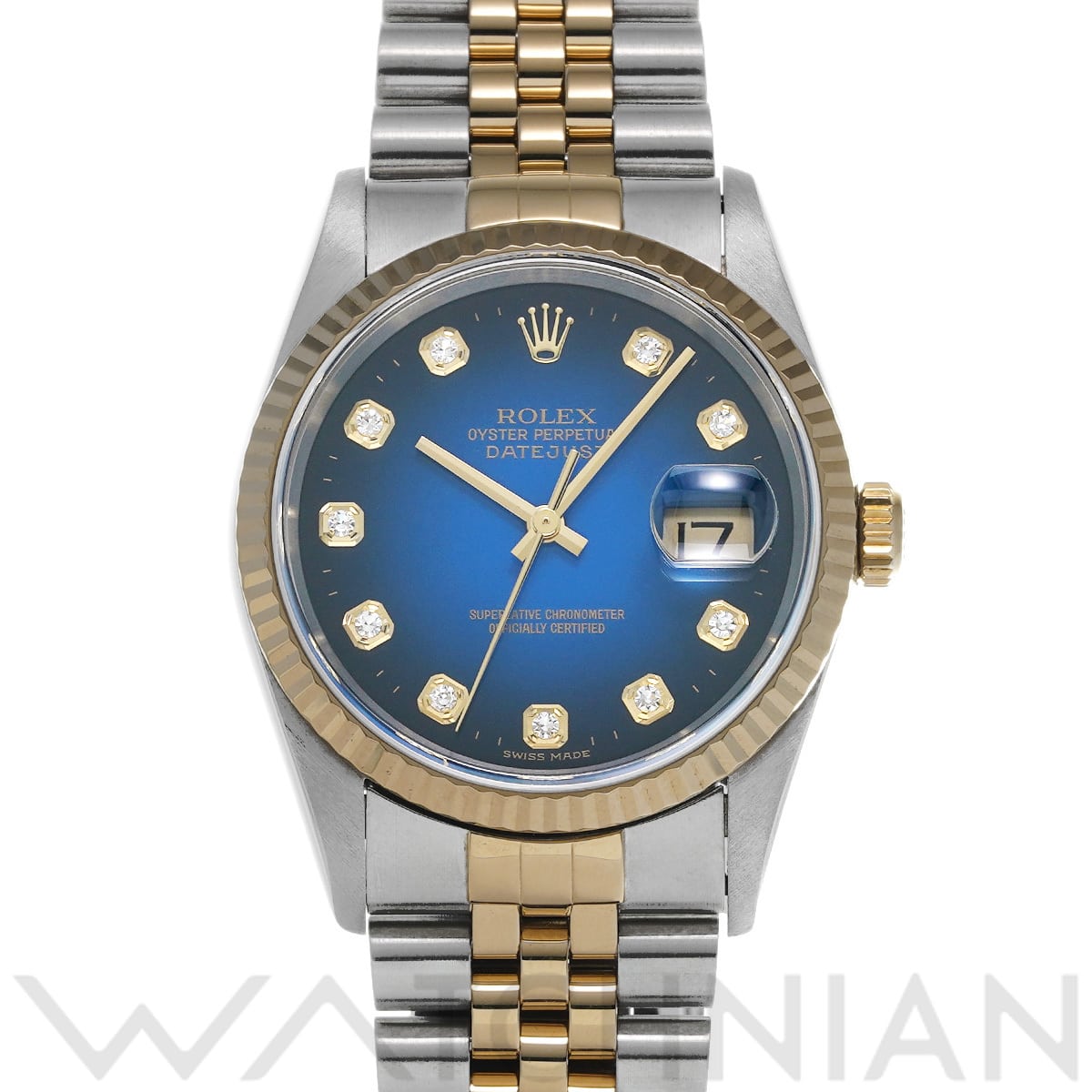 ロレックス デイトジャスト 16233G ブルー・グラデーション/ダイヤモンド メンズ 時計 【中古】【wristwatch】