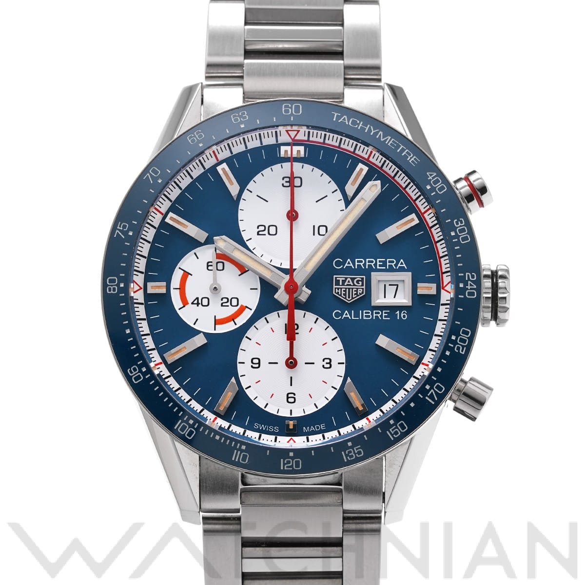 タグ ホイヤー カレラ キャリバー16 クロノグラフ CV201AR.BA0715 ブルー/ホワイト メンズ 時計 【中古】【wristwatch】
