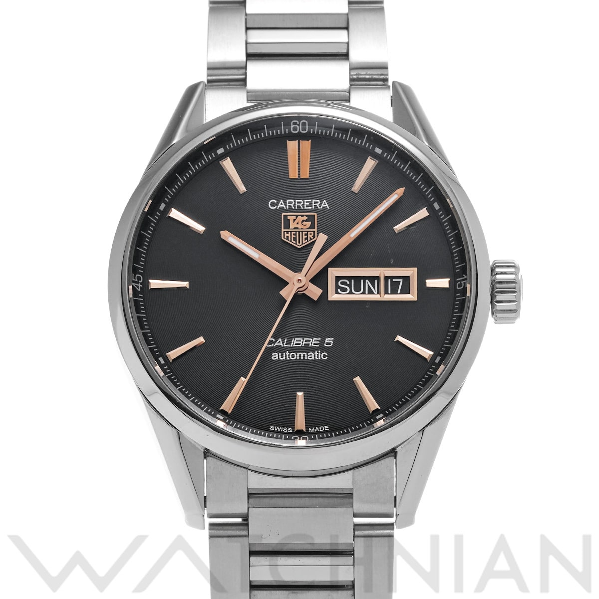 タグ ホイヤー カレラ キャリバー5 デイデイト WAR201C.BA0723 ブラック メンズ 時計 【中古】【wristwatch】