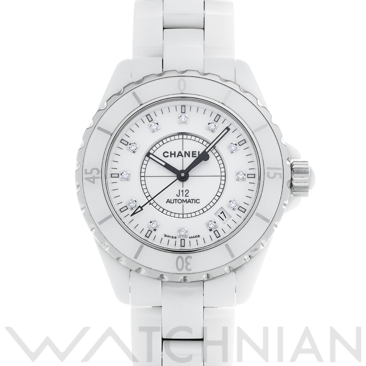 シャネル J12 38MM H1629 ホワイト/ダイヤモンド メンズ 時計 【中古】【wristwatch】