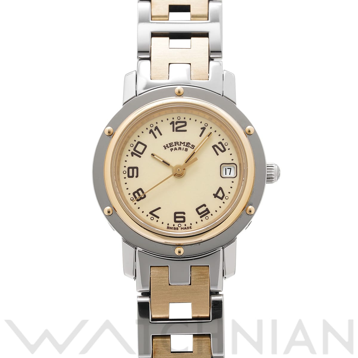 エルメス クリッパー CL4.220 アイボリー レディース 時計 【中古】【wristwatch】