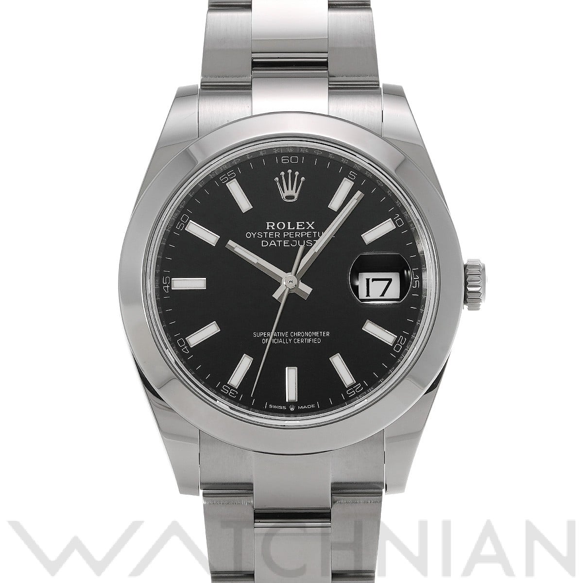 ロレックス デイトジャスト 41 126300 ブライトブラック メンズ 時計 【中古】【wristwatch】