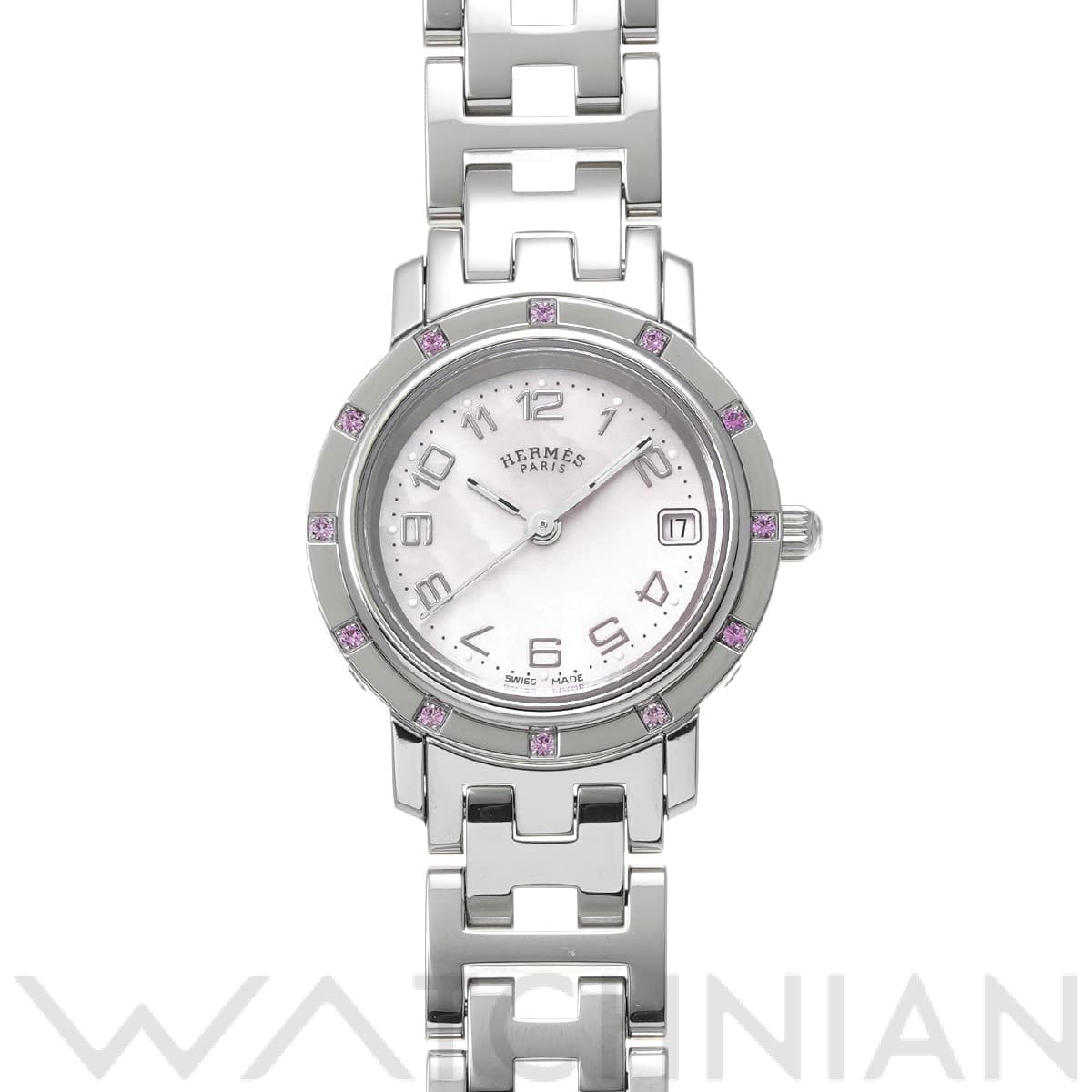 エルメス クリッパー ナクレ CL4.231 ピンクシェル レディース 時計 【中古】【wristwatch】