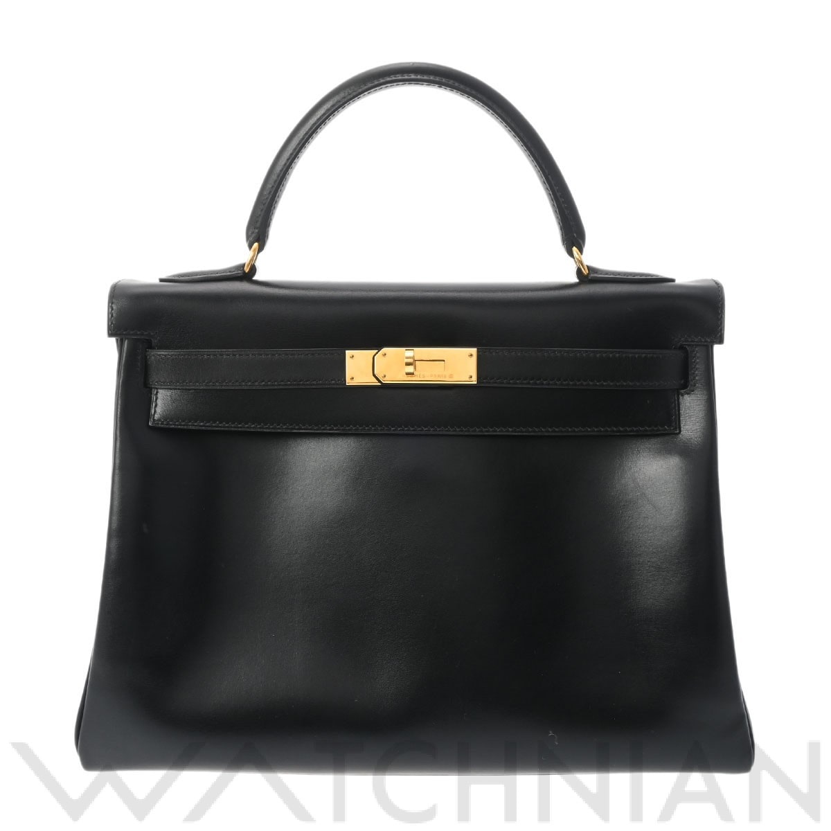 エルメス ケリー 32 内縫い ブラック/ゴールド金具 ボックスカーフ レディース バッグ 【中古】【bag】