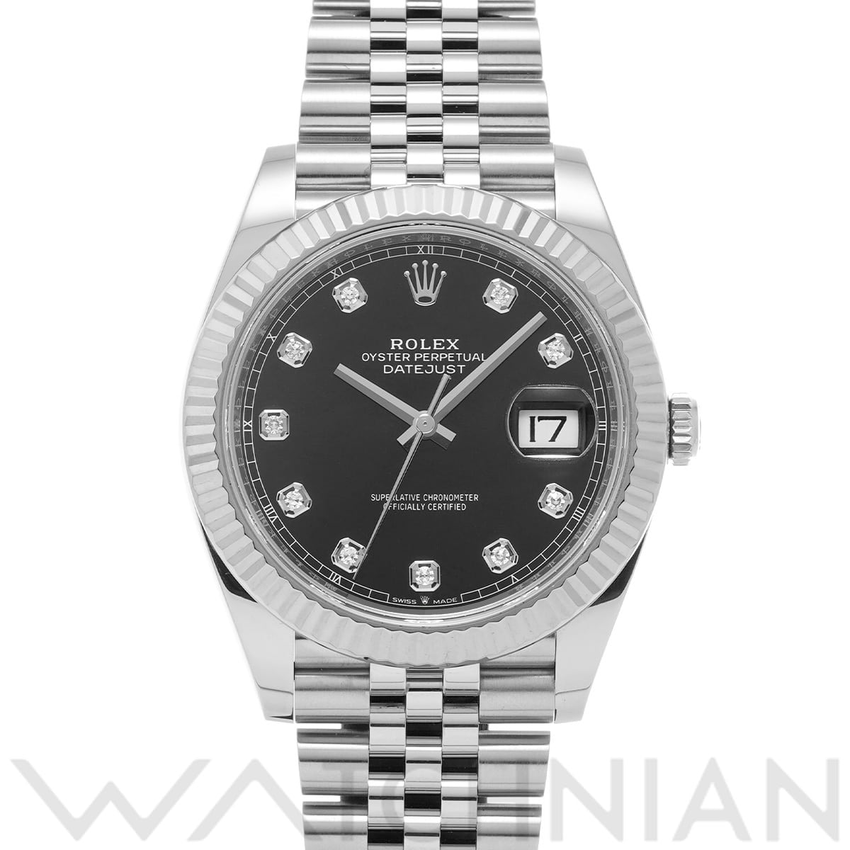 ロレックス デイトジャスト 41 126334G ブライトブラック/ダイヤモンド メンズ 時計 【中古】【wristwatch】