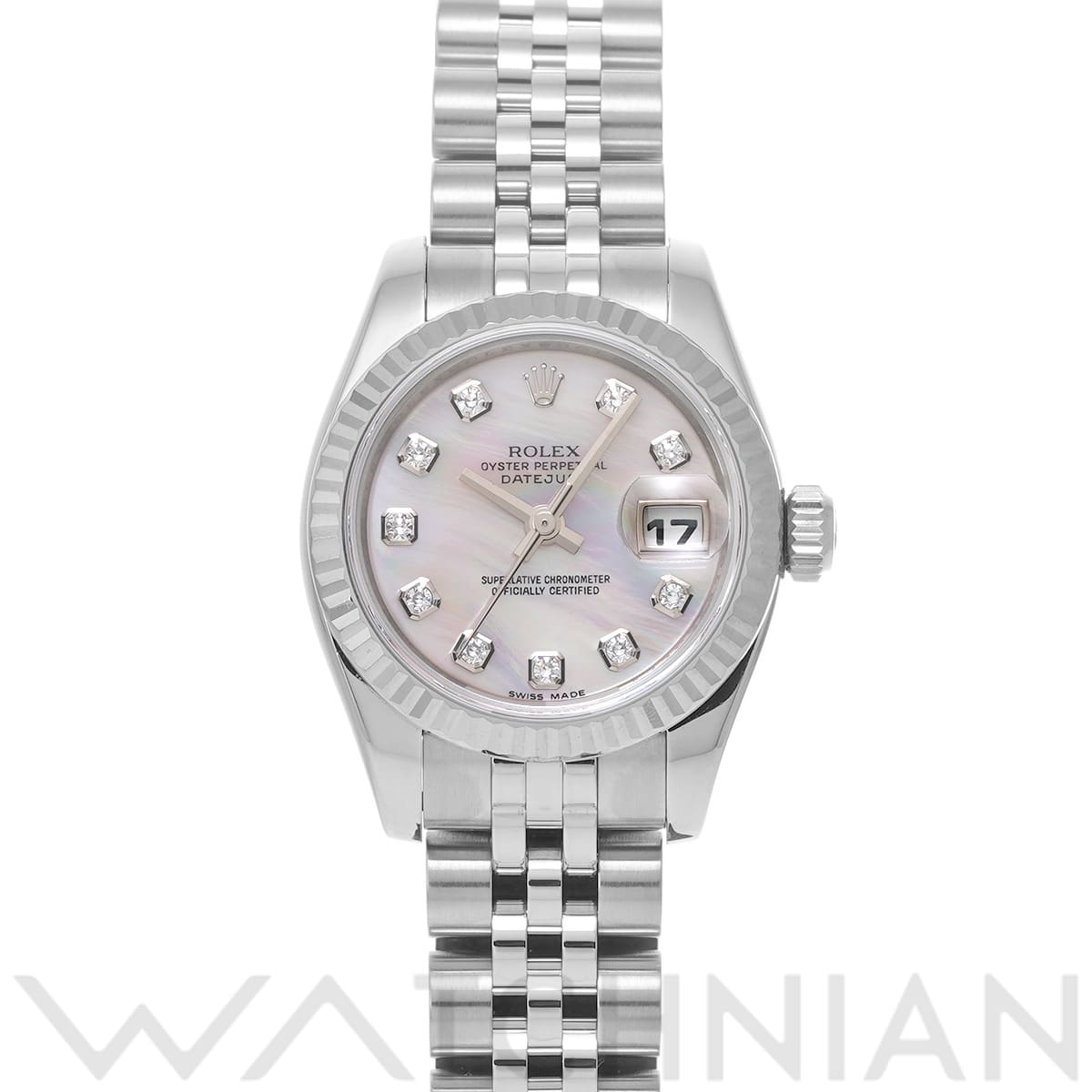 ロレックス デイトジャスト 179174NG ホワイトシェル/ダイヤモンド レディース 時計 【中古】【wristwatch】