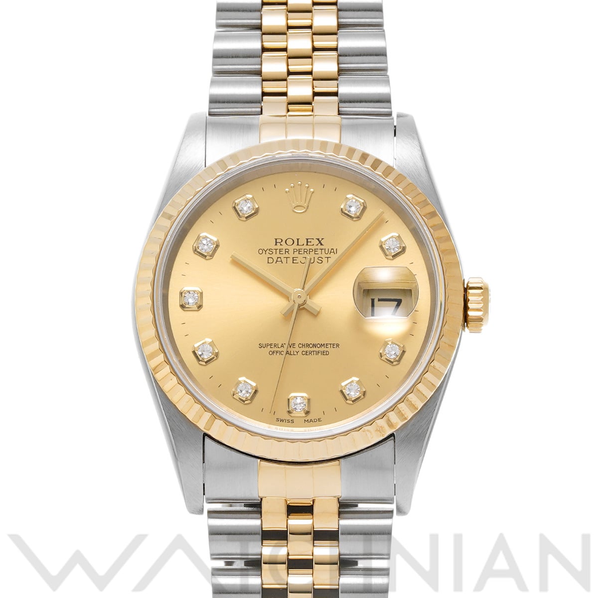 ロレックス デイトジャスト 16233G シャンパン/ダイヤモンド メンズ 時計 【中古】【wristwatch】
