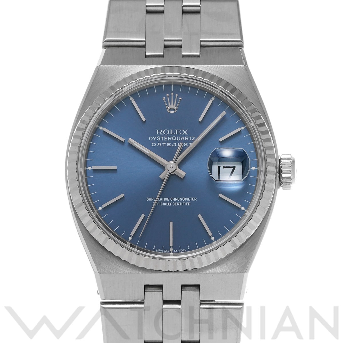 ロレックス オイスタークォーツ デイトジャスト 17014 ブルー メンズ 時計 【中古】【wristwatch】