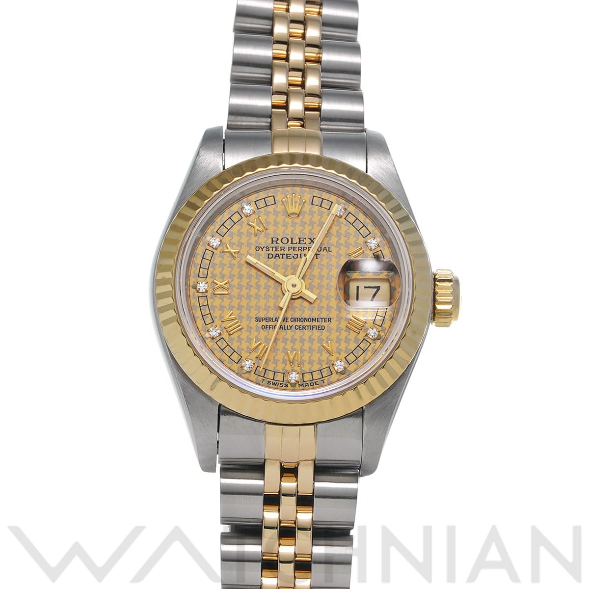 ロレックス デイトジャスト 69173G シャンパンハウンズトゥース/ダイヤモンド レディース 時計 【中古】【wristwatch】