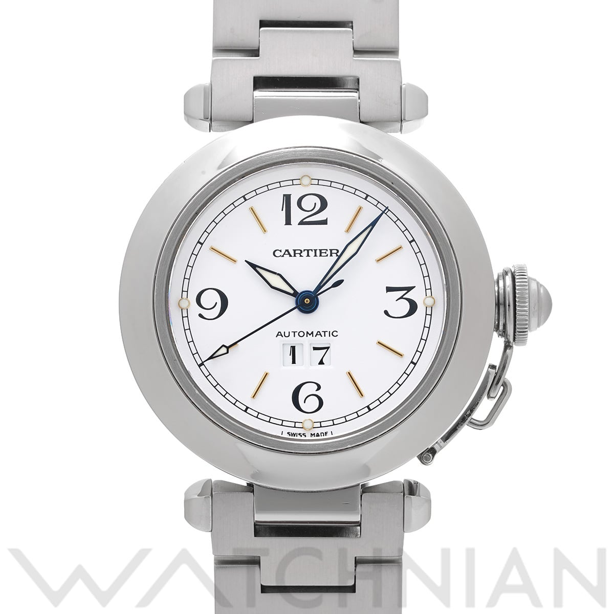 カルティエ パシャC ビッグデイト W31044M7 ホワイト ユニセックス 時計 【中古】【wristwatch】