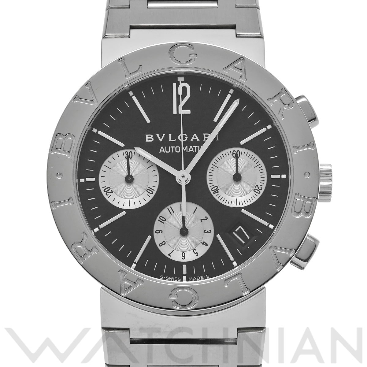 ブルガリ ブルガリブルガリ クロノグラフ BB38SSCH ブラック/シルバー メンズ 時計 【中古】【wristwatch】