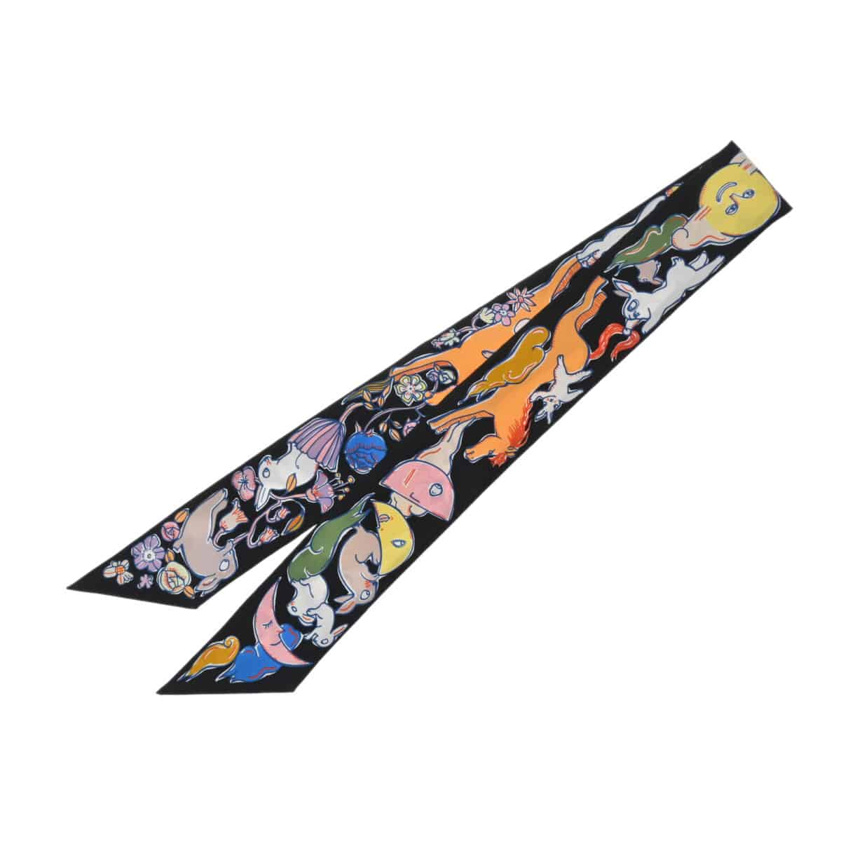 エルメス ツイリー MILLE ET UN LAPINS ブラック 064007S シルク100％ レディース 【新品】【other】