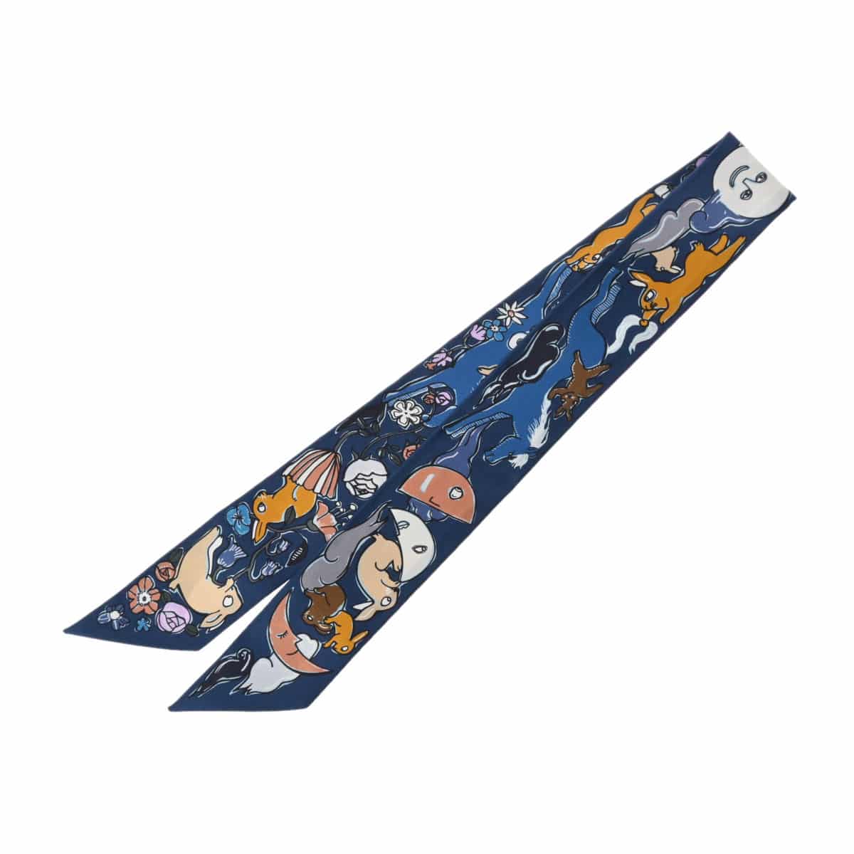 エルメス ツイリー MILLE ET UN LAPINS ネイビー 064007S シルク100％ レディース 【新品】【other】