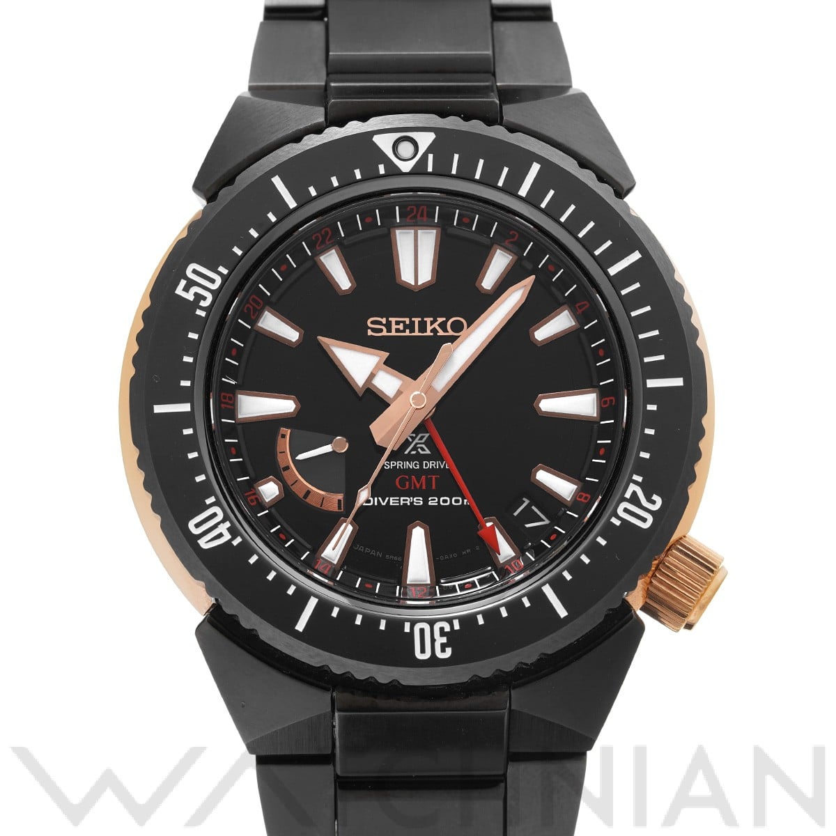 セイコー プロスペックス ダイバースキューバー トランスオーシャン スプリングドライブ GMT SBDB018 ブラック メンズ 時計 【中古】【wristwatch】