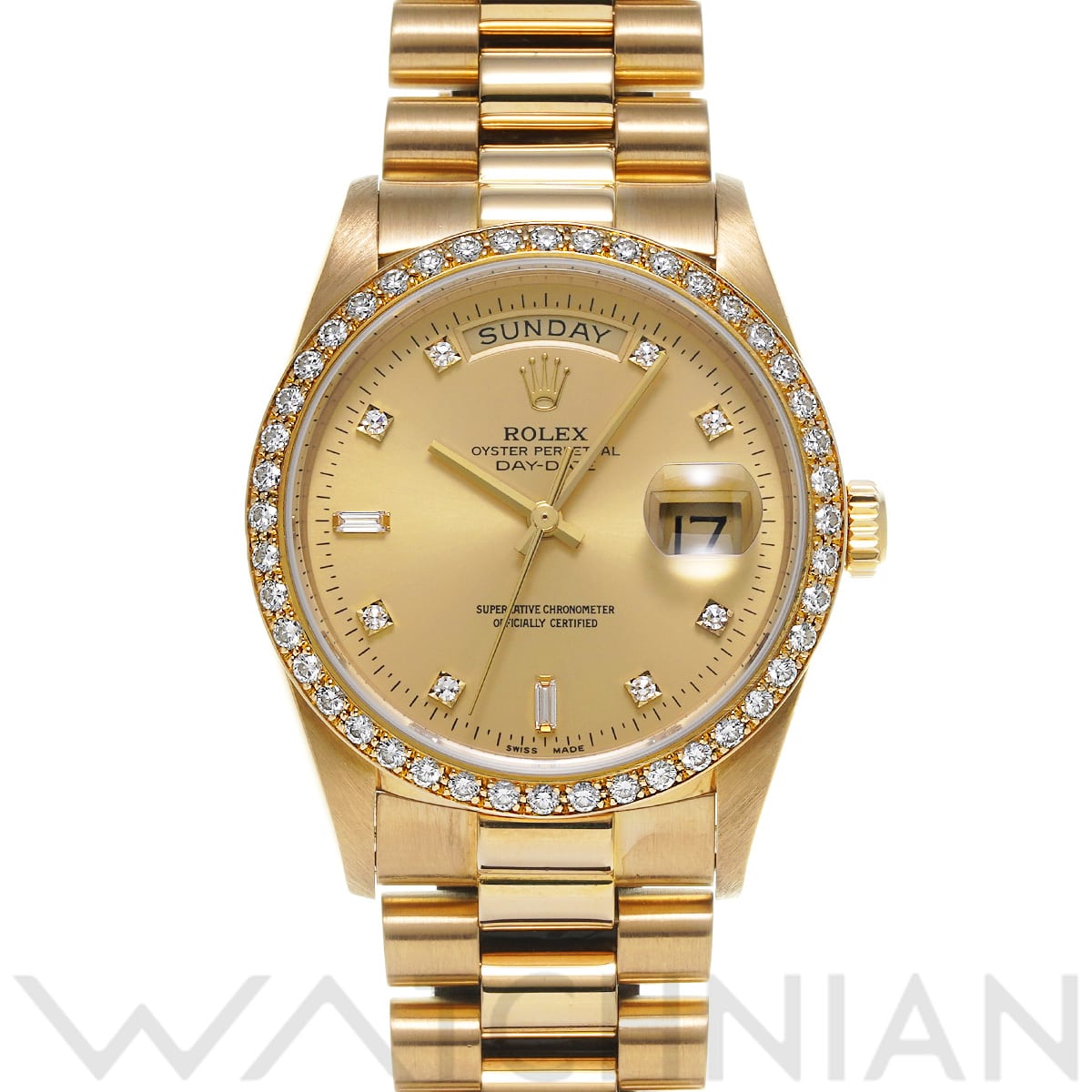 ロレックス デイデイト 36 18048A シャンパン/ダイヤモンド メンズ 時計 【中古】【wristwatch】