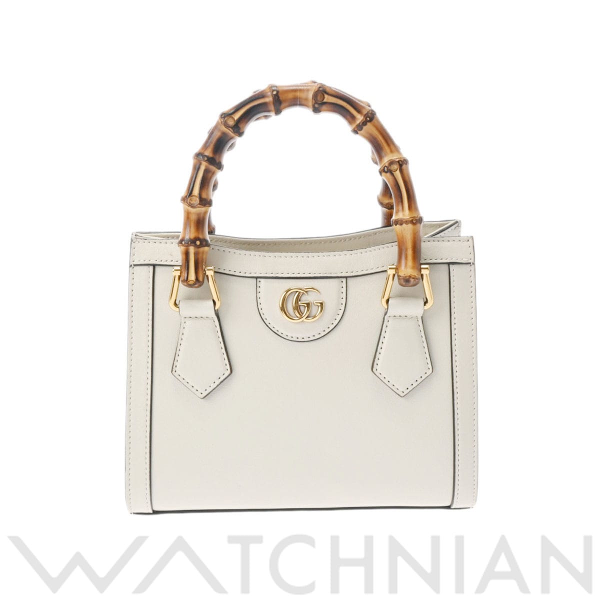 グッチ ミニ トートバッグ ダイアナ 2WAY ホワイト/ゴールド金具 655661 カーフ レディース バッグ 【中古】【bag】