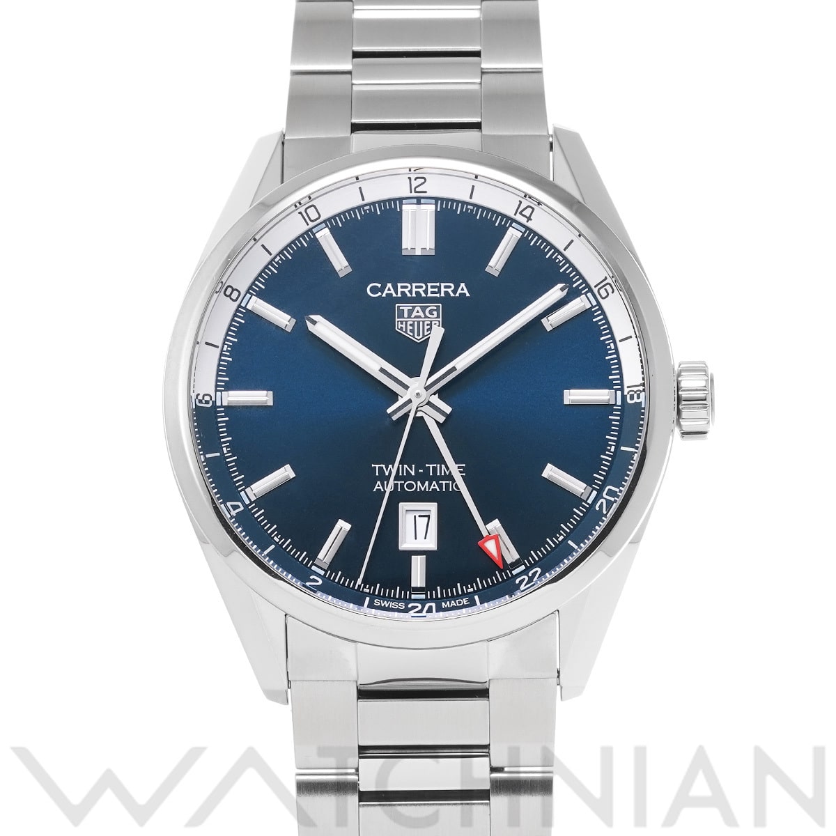 タグ ホイヤー カレラ キャリバー7 ツインタイム デイト WBN201A.BA0640 ブルー メンズ 時計 【中古】【wristwatch】