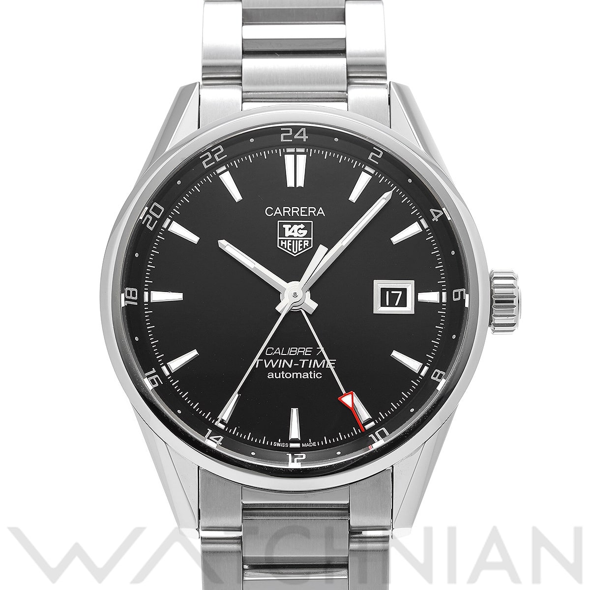 タグ ホイヤー カレラ キャリバー7 ツインタイム WAR2010.BA0723 ブラック メンズ 時計 【中古】【wristwatch】