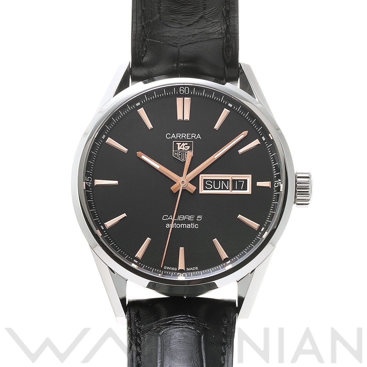 タグ ホイヤー カレラ キャリバー5 デイデイト WAR201C.FC6266 ブラック メンズ 時計 【中古】【wristwatch】