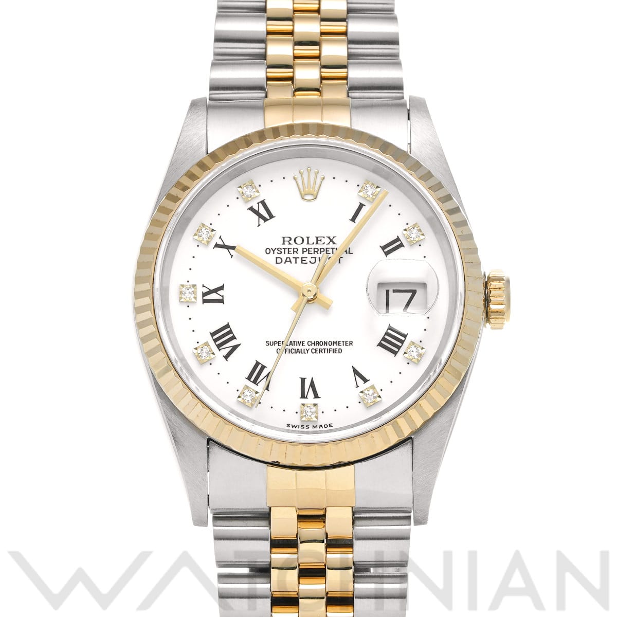 ロレックス デイトジャスト 16233G ホワイト/ダイヤモンド メンズ 時計 【中古】【wristwatch】