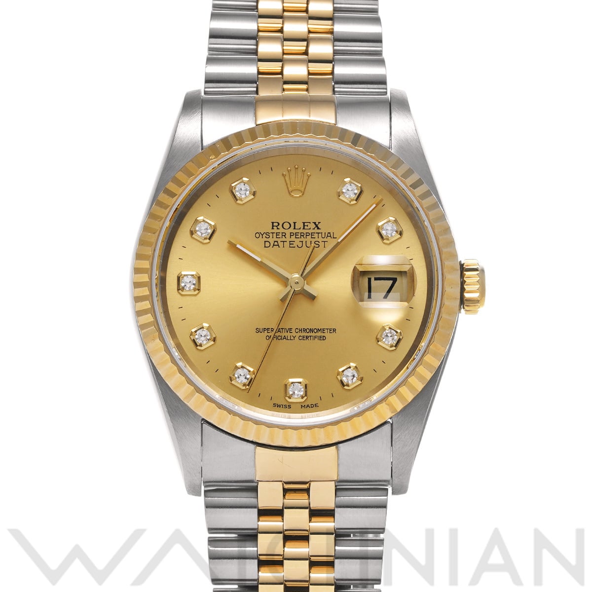 ロレックス デイトジャスト 16233G シャンパン/ダイヤモンド メンズ 時計 【中古】【wristwatch】