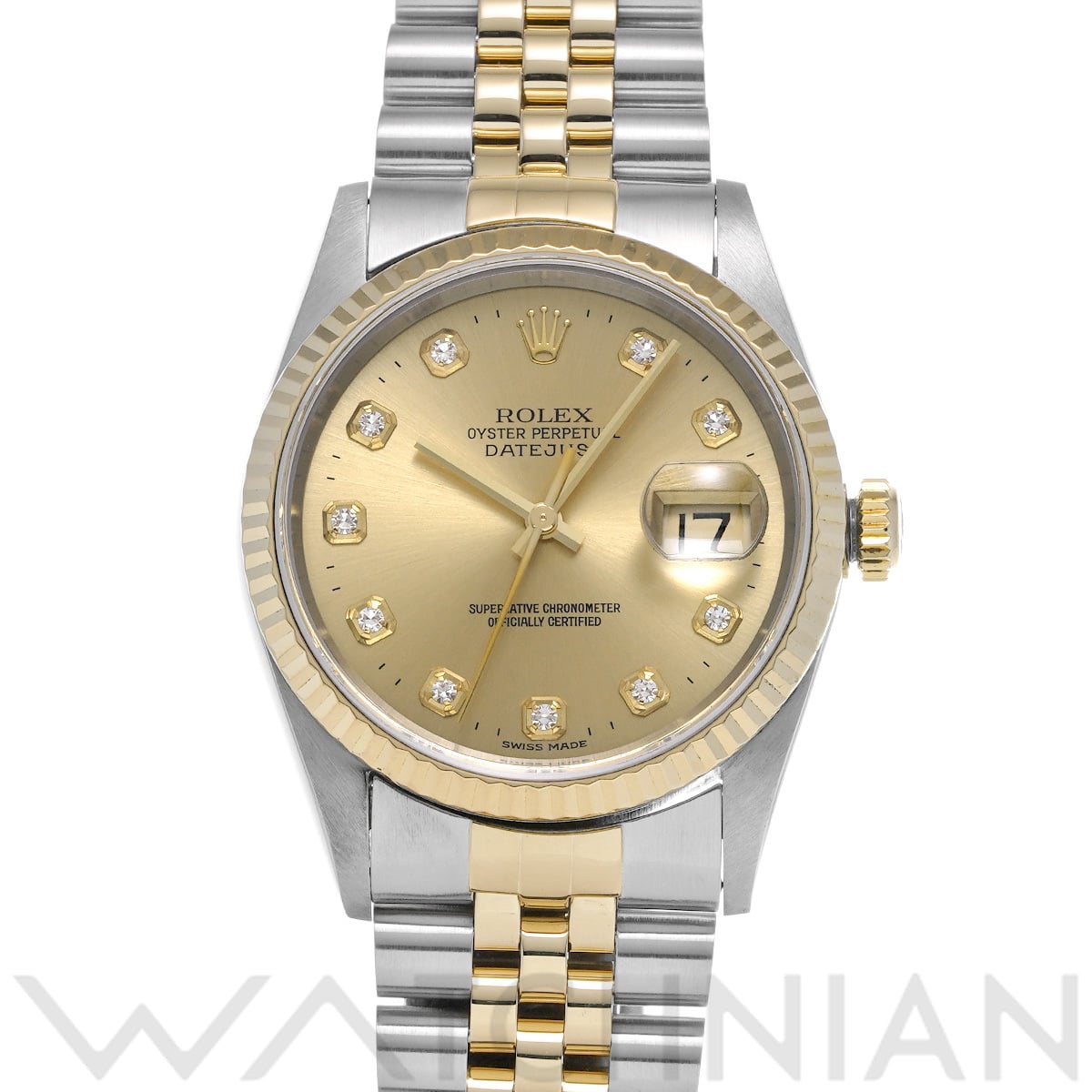 ロレックス デイトジャスト 16233G シャンパン/ダイヤモンド メンズ 時計 【中古】【wristwatch】