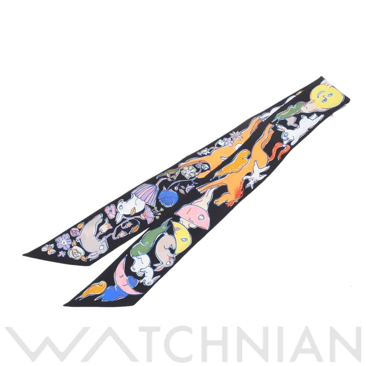 エルメス ツイリー MILLE ET UN LAPINS ブラック 064007S シルク100％ レディース 【新品】【other】