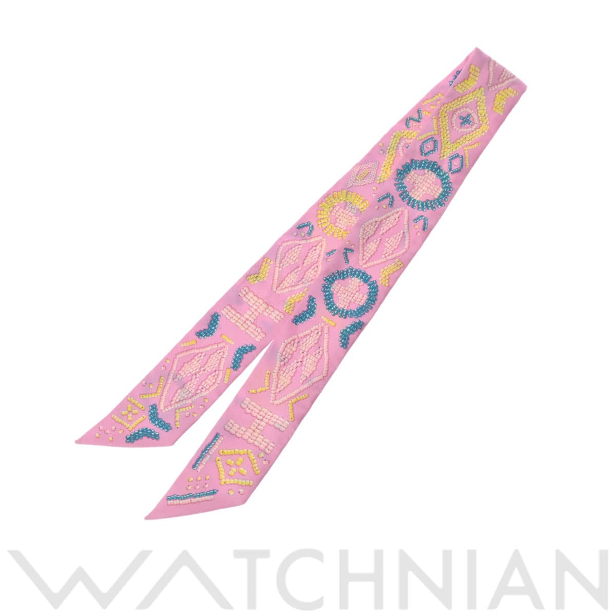 エルメス ツイリー KELLY EN PERLES ピンク 062552S シルク100％ レディース 【中古】【other】