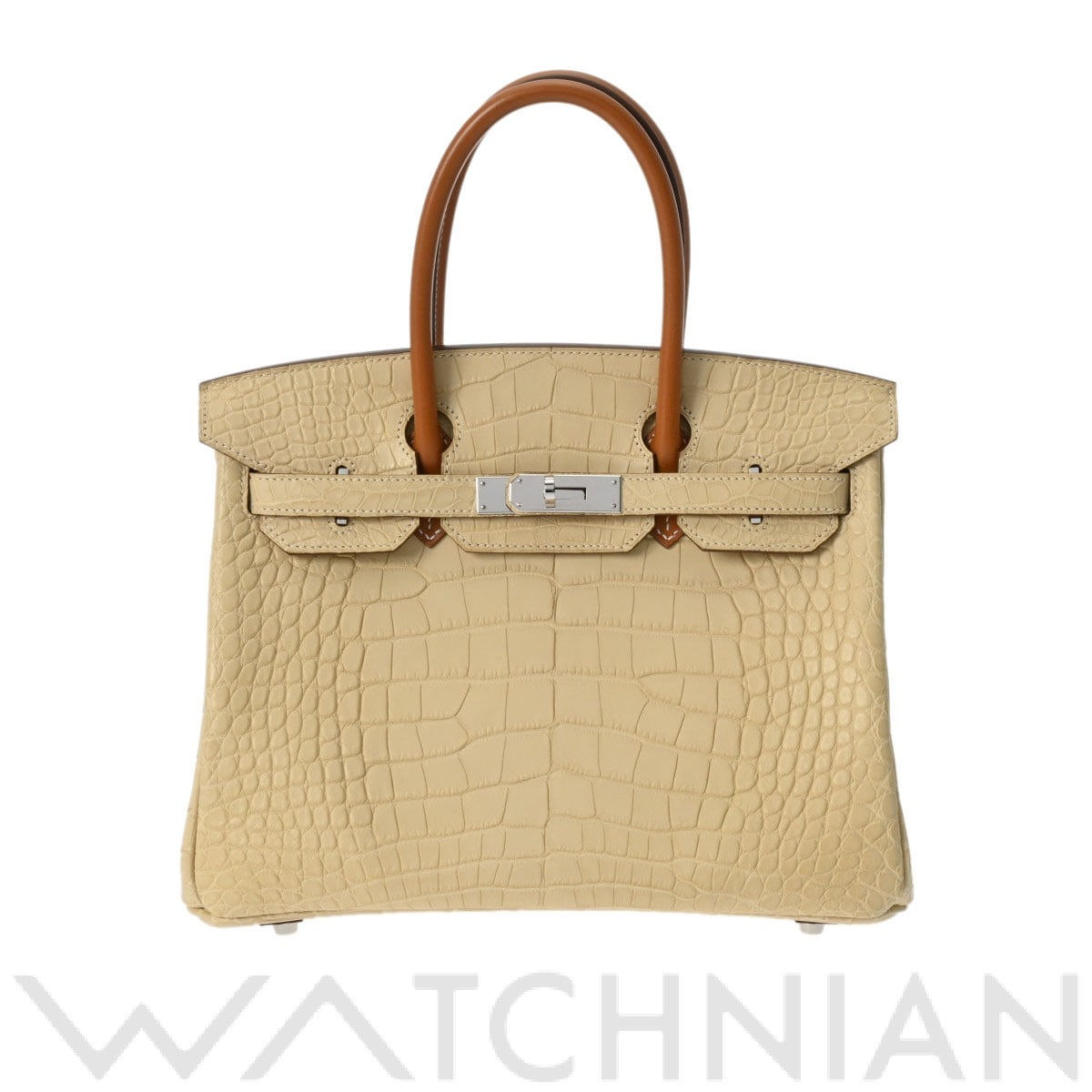 エルメス バーキン 30 タッチ ヴァニラ/パラジウム金具 アリゲーターマット/ヴォーバトラー レディース バッグ 【中古】【bag】