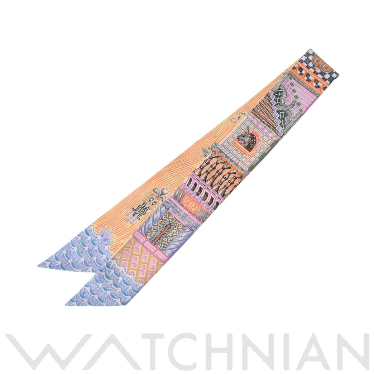 エルメス ツイリー SUPER SILK QUEST ライトブルー シルク100％ レディース 【未使用】【other】