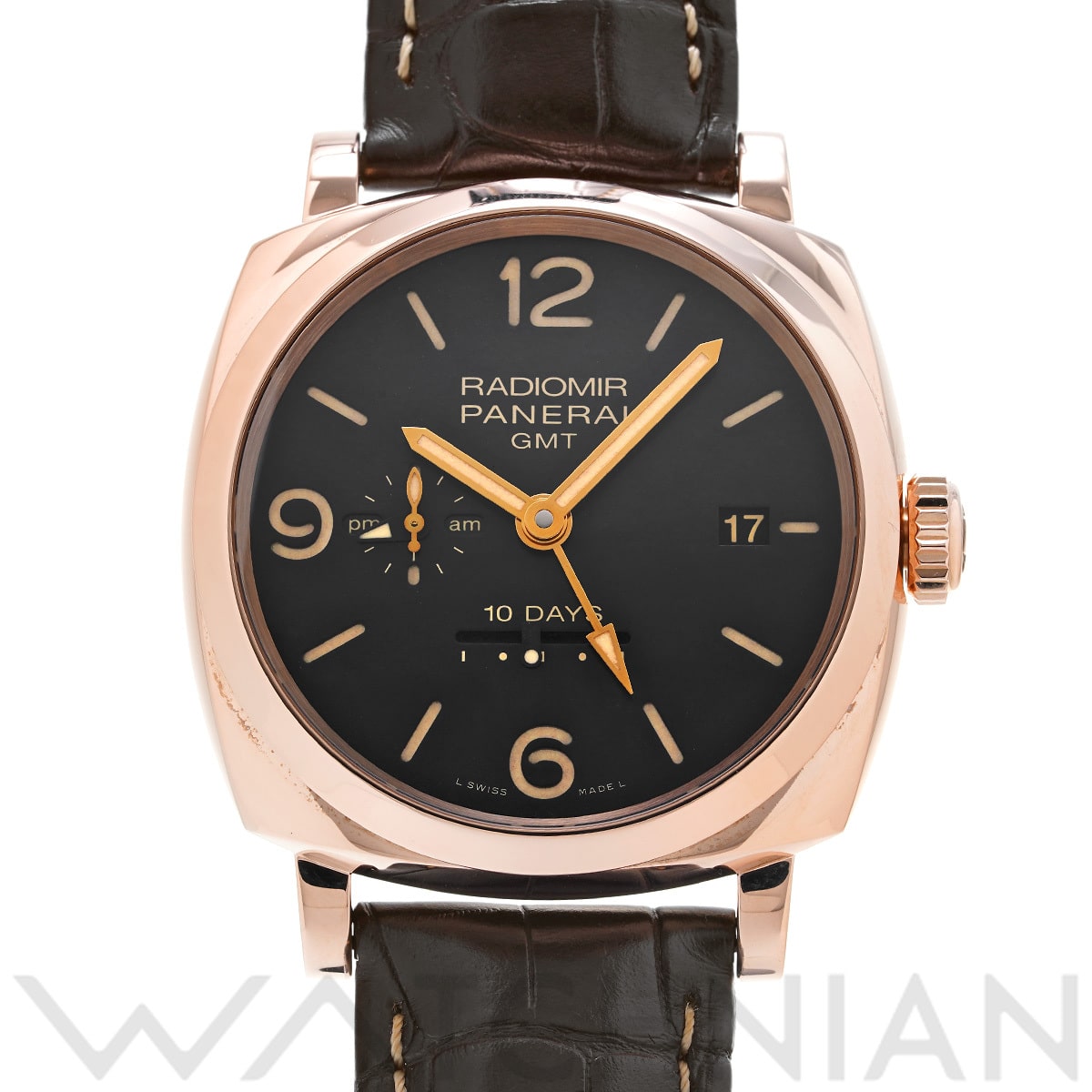 パネライ ラジオミール 1940 10デイズ GMT オートマティック オロロッソ PAM00625 ブラック メンズ 時計 【中古】【wristwatch】