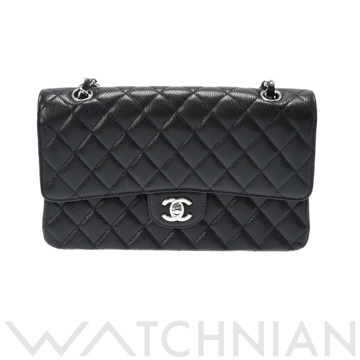 シャネル マトラッセ クラシック Wチェーンショルダー 25cm ブラック/シルバー金具 A01112 グレインカーフスキン レディース バッグ 【中古】【bag】