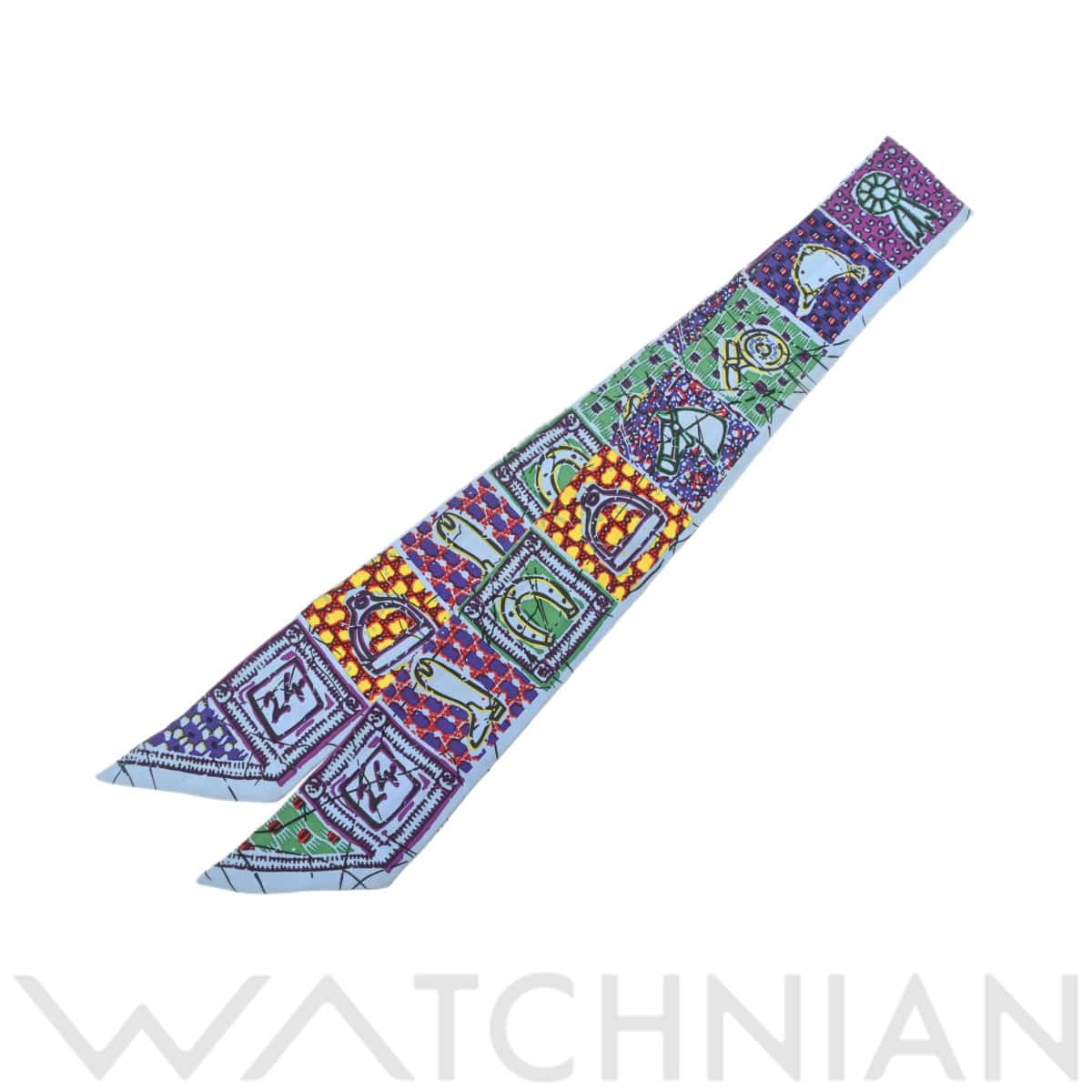 エルメス ツイリー LE BOUBOU ライトブルー シルク100％ レディース 【中古】【other】