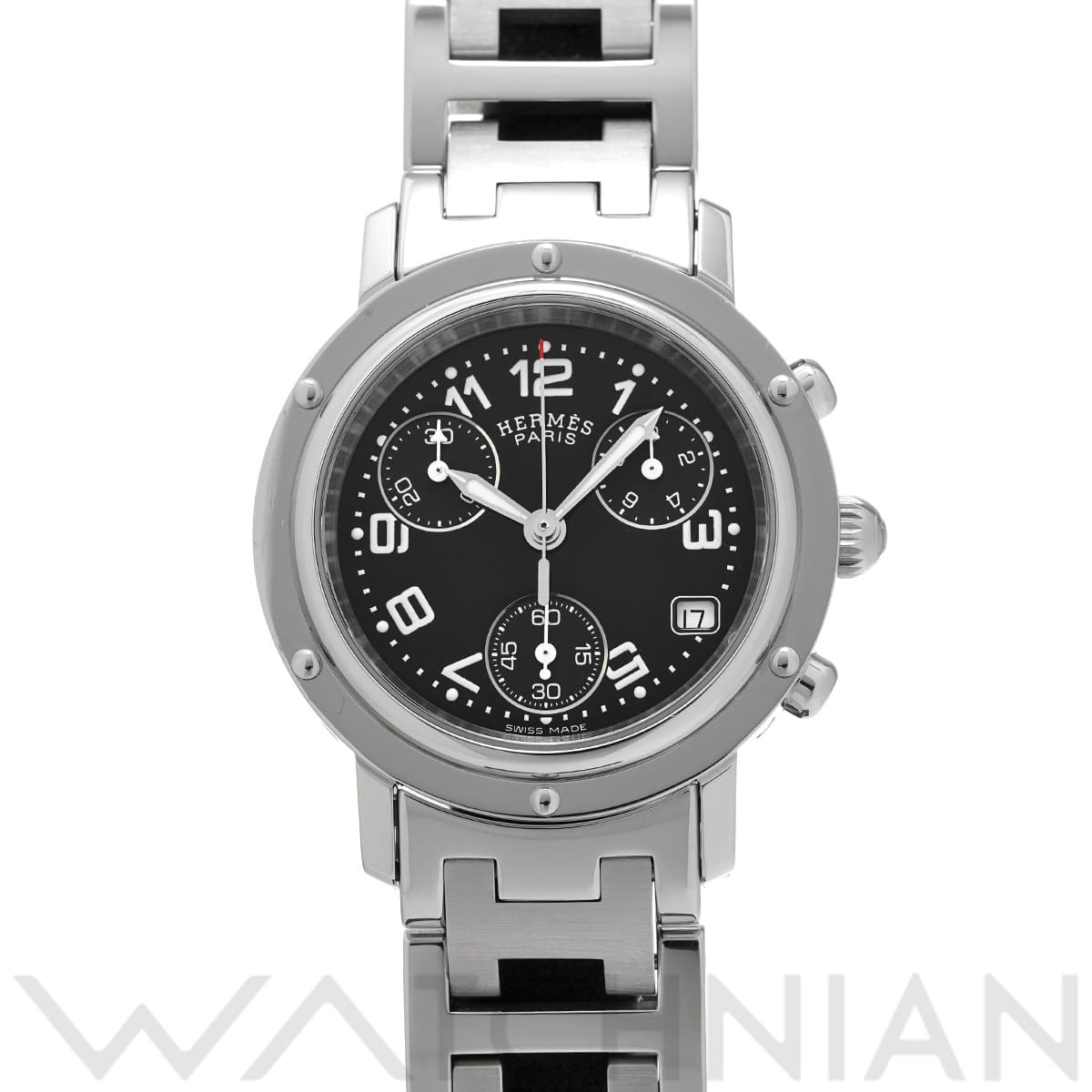 エルメス クリッパー クロノグラフ CL1.310 ブラック レディース 時計 【中古】【wristwatch】