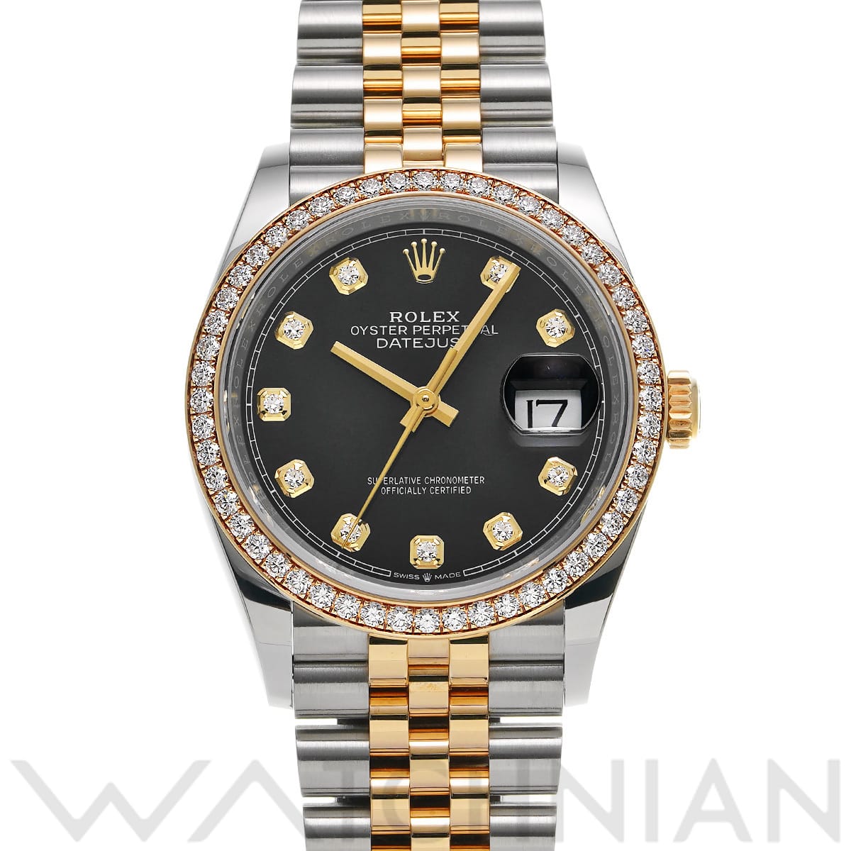 ロレックス デイトジャスト 36 126283RBR ブラック/ダイヤモンド メンズ 時計 【中古】【wristwatch】