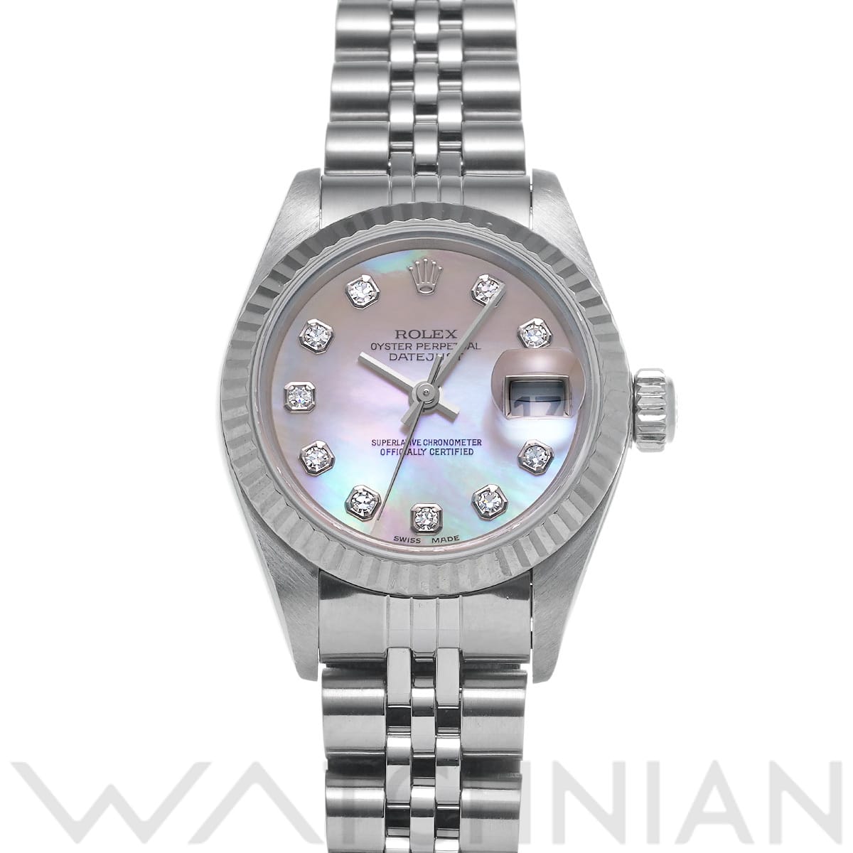 ロレックス デイトジャスト 69174NG ピンクシェル/ダイヤモンド レディース 時計 【中古】【wristwatch】