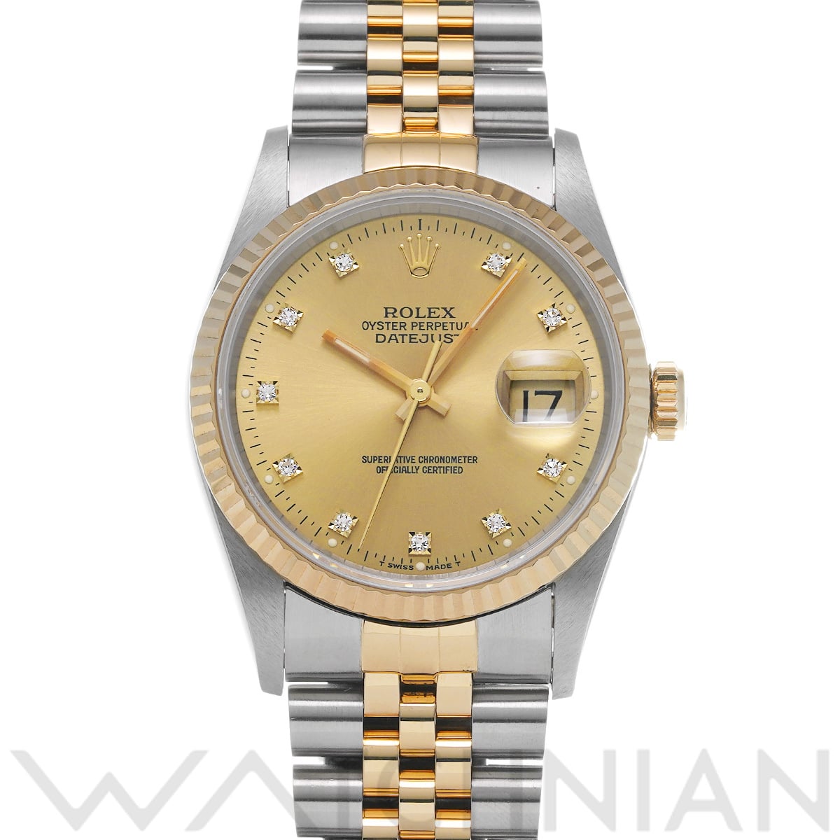 ロレックス デイトジャスト 16233G シャンパン/ダイヤモンド メンズ 時計 【中古】【wristwatch】