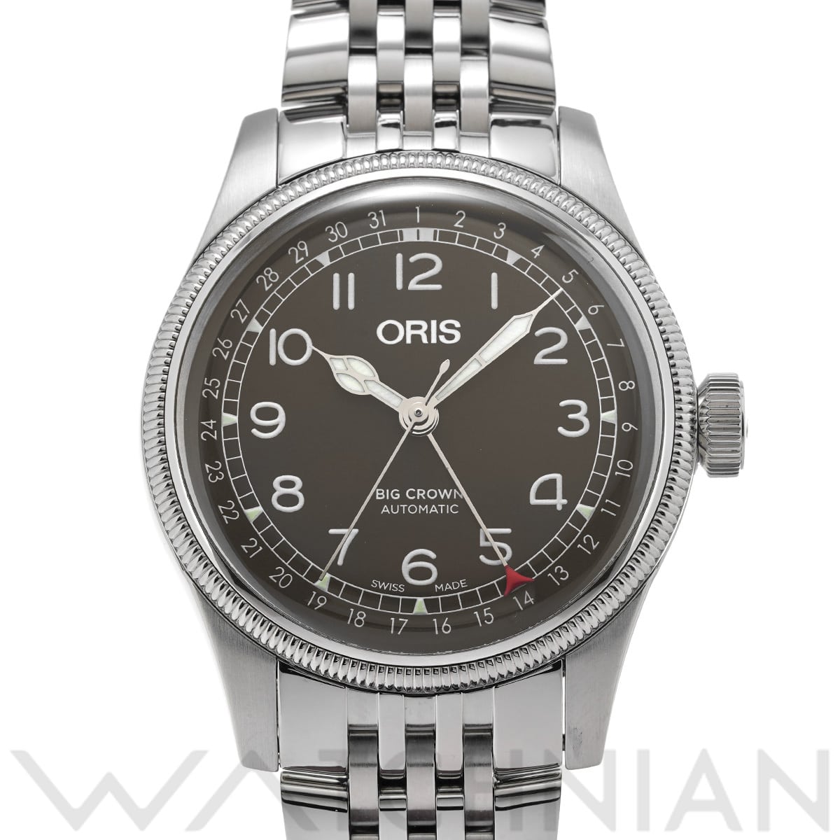 オリス ビッグクラウン ポインターデイト 01 754 7741 4064-07 8 20 22 ブラウン メンズ 時計 【中古】【wristwatch】