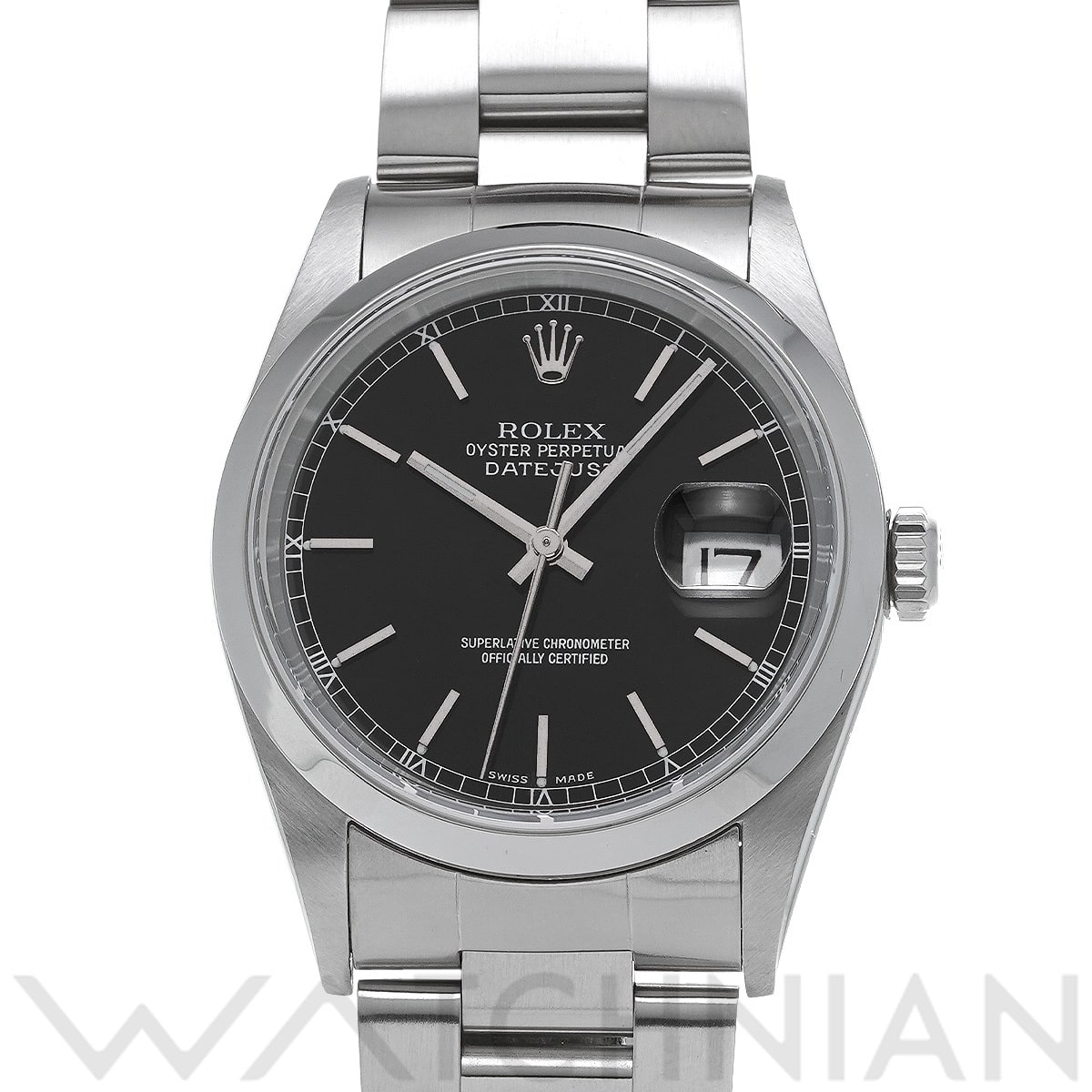 ロレックス デイトジャスト 16200 ブラック メンズ 時計 【中古】【wristwatch】