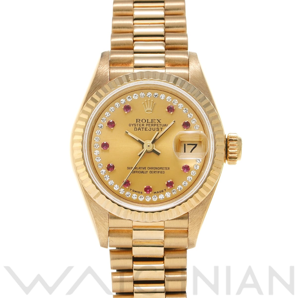 ロレックス デイトジャスト 69178LR シャンパン/ダイヤモンド/ルビー レディース 時計 【中古】【wristwatch】