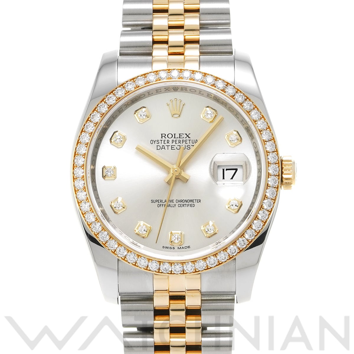 ロレックス デイトジャスト 36 116243G シルバー/ダイヤモンド メンズ 時計 【中古】【wristwatch】