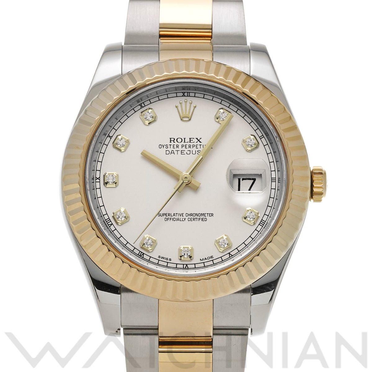 ロレックス デイトジャストII 116333G アイボリー/ダイヤモンド メンズ 時計 【中古】【wristwatch】