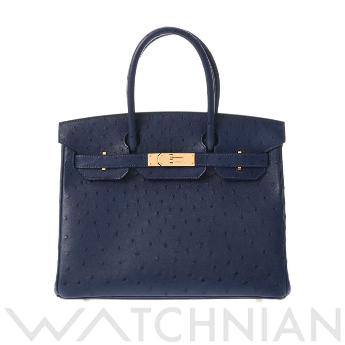 エルメス バーキン 30 ブルーアイリス/ゴールド金具 オーストリッチ レディース バッグ 【中古】【bag】