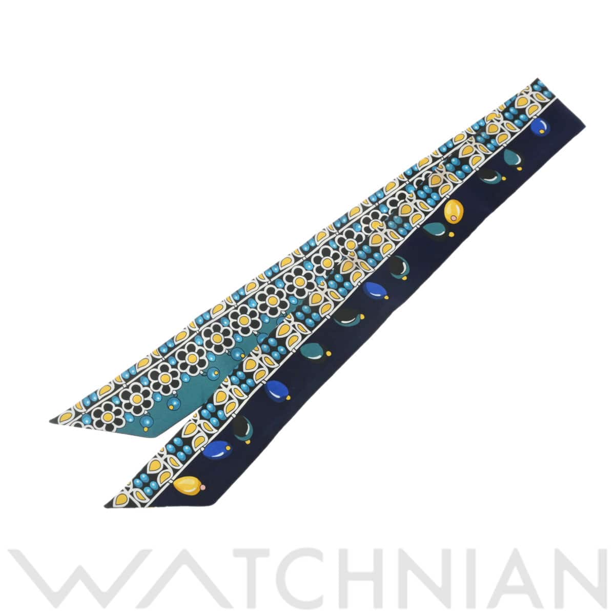 エルメス ツイリー PARURES DES MAHARAJAS ネイビー シルク100％ レディース 【中古】【other】