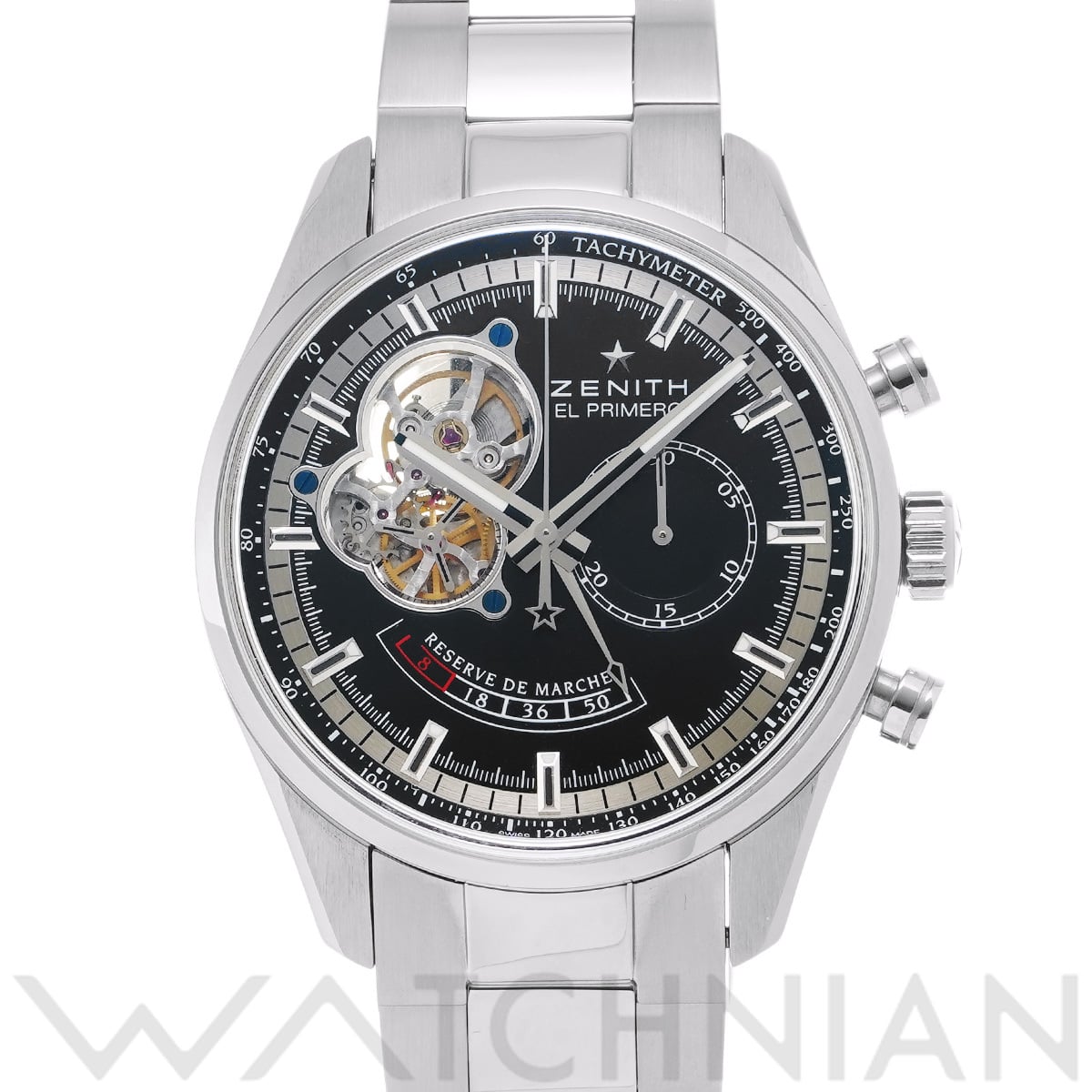 ゼニス クロノマスター エル・プリメロ オープン パワーリザーブ 03.2080.4021/21.M2040 ブラック メンズ 時計 【中古】【wristwatch】