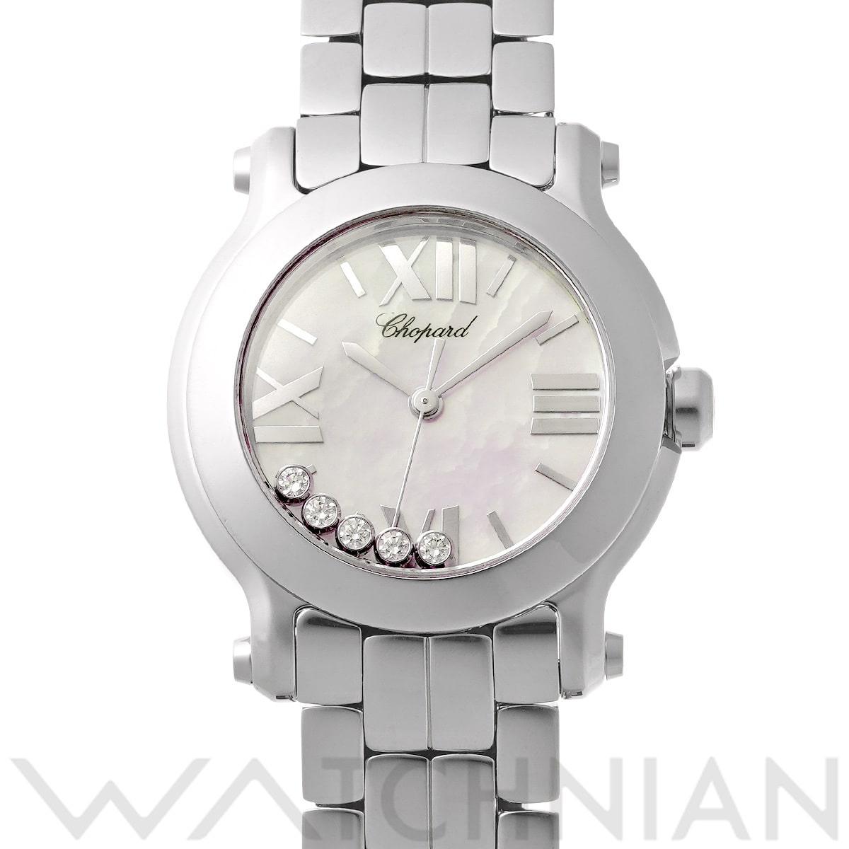 ショパール ハッピースポーツ ミニ 278509-3006 ホワイトシェル/ダイヤモンド レディース 時計 【中古】【wristwatch】